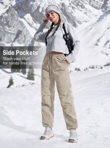 In My Nature Pantaloni casual lunghi da donna con stampa di lettere, vita con coulisse e pieghe, adatti per attività all'aperto come trekking