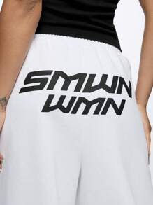 SUMWON WOMEN High Performance Wide Leg Lounge Track Pants SMWN WMNA Athletic Relaxed Fit Sports Bottoms Workout Gym Dance Training Winter Exercise Pants - White - View 6