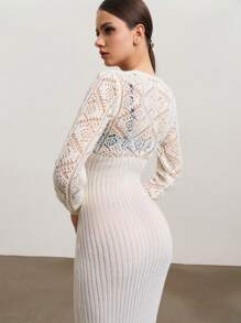 SHEIN Unity Women Simple Solid Color Long Sleeve Bodycon Knit Sweater Dress, Casual And Fashionable For Daily Wear