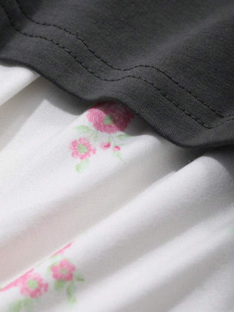 2pcs/Set Cartoon Print Short Sleeve Loose Women Pajamas Set,Back To School Clothes