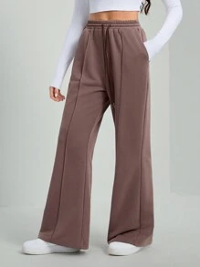 SHEIN Tall 女士棕色抽绳休闲直筒运动运动裤