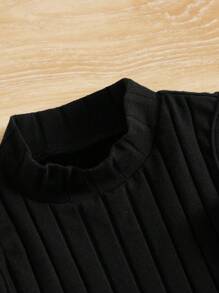 SHEIN Leap Crew 3 件套：年轻女孩时尚优雅立领针织宽松罗纹背心 - 白色 - 查看 3