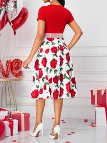SHEIN Clasi Elegant Casual Valentine's Day Printed Dress - Multicolor - View 2