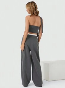 SHEIN EZwear Conjunto de top bandeau y pantalones de estilo nuevo para mujer