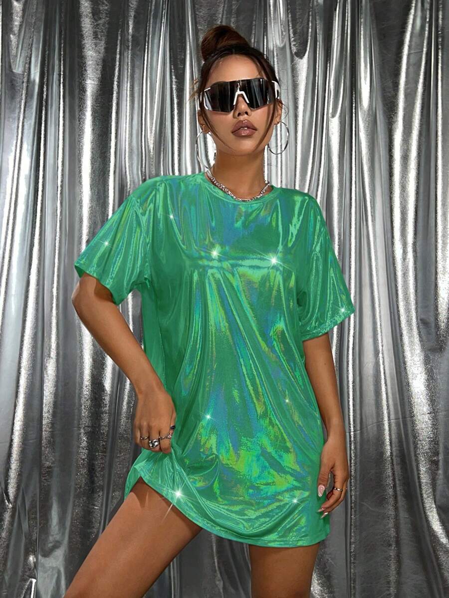 SHEIN ICON Vestido tipo camiseta oversize con lentes polarizados