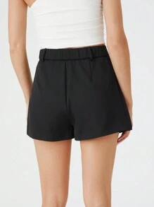 SHEIN EZwear Damen schwarze 2-in-1 gewebte Shorts mit Schlitzabschluss