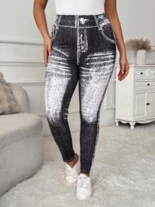 INAWLY Leggings informales de talle elástico de talla grande