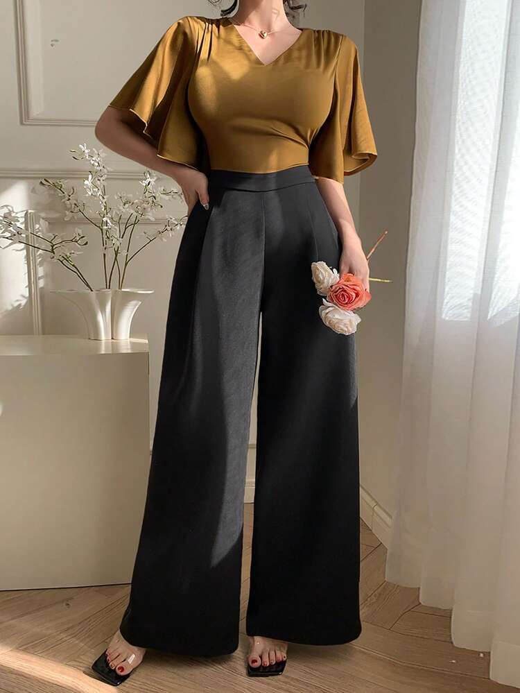 Women's Summer New Style Retro Colorblock Jumpsuits For Women