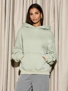 AiiRZ Sudadera tipo pullover oversize con lavado ácido, bolsillo tipo canguro, prenda casual de estar en casa, ropa urbana esencial, moda de invierno cómoda y llamativa, perfecta para usar en capas - Mostaza Amarilla - Ver 1