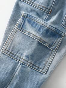 Toddler Boys Straight-Leg Casual Distressed Drawstring Waist Denim Jeans, Loose Fit