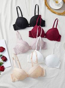 5 Sets Women's Push Up Lace Patchwork Lingerie Bras