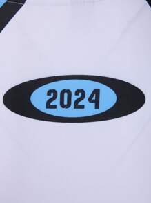 Manfinity Fitness Tricou atletic cu mânecă lungă și cu mânecă raglan pentru bărbați - Albastru si alb - Vizualizare 6