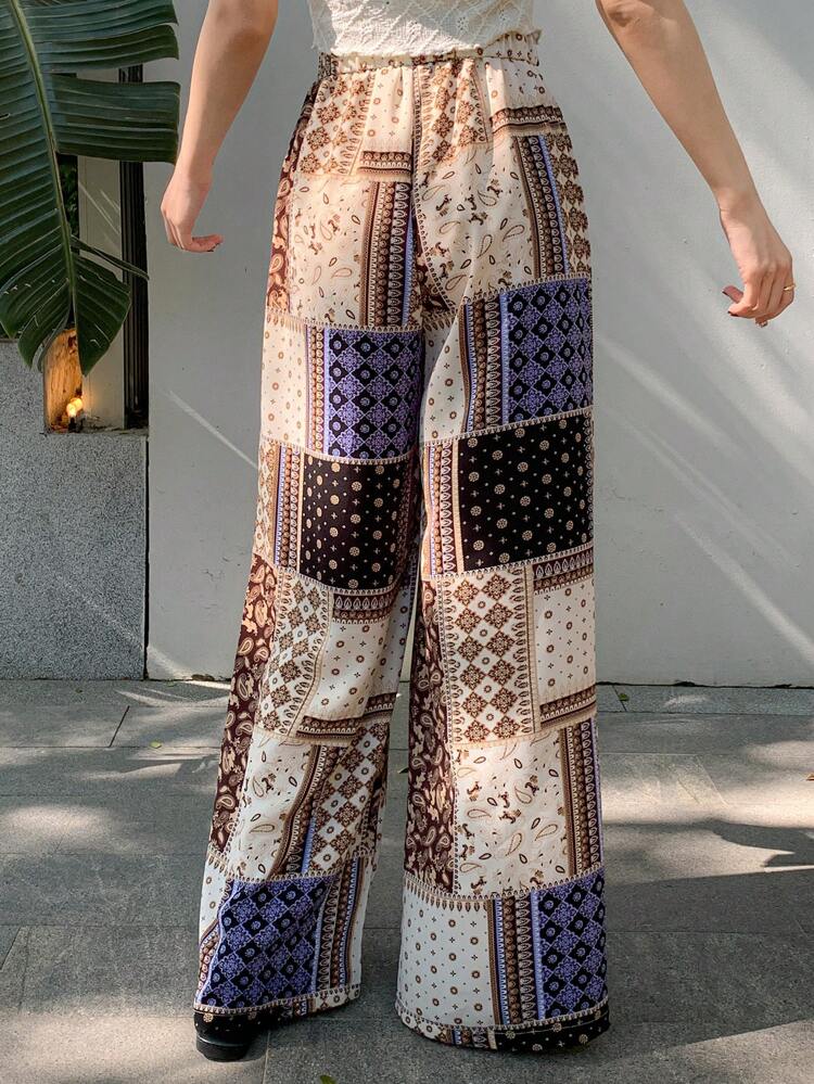 Floral Print Wrap Pants, Bohemian Style For Women, Spring Summer Holiday Vacation Women