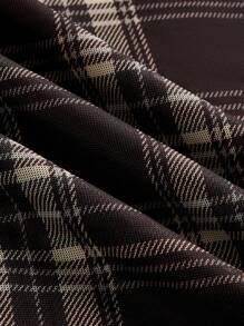 ROMWE Grunge Punk Y2K Retro Plaid Scarf Bustier Top And Plaid Low Waist Fishtail Skirt 2 Pieces Set - Brown - View 6