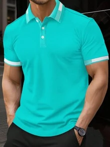 Manfinity Homme Polo de unicolor para hombre, casual y de moda para uso diario