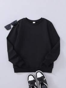 SHEIN Oversized Tween Boy Casual Bear Print Crew Neck Long Sleeve Sweatshirt, lichtgewicht, herfst/lente