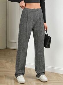 SHEIN Tall Pantalones globo de cintura alta de unicolor para mujer