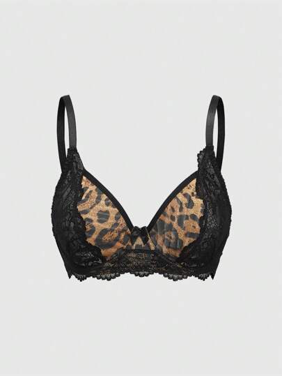 J-Fashion Y2K Retro Color Block Leopard Print Underwire Bra
