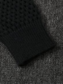 Manfinity Campus Court Aesthetic Post--Men's Casual Letter Pattern Hollow-Out Knitted Sweater, Autumn/Winter - Black - View 6