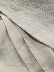 DAZY Vacation Linen 3D Floral Decor Asymmetric Shoulder Straight Neck Long Solid Dress Sundress,Casual Women Dresses - Apricot - View 4