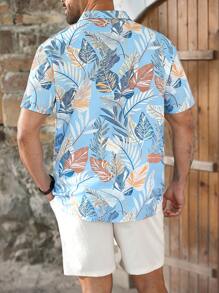 ResortEase Plus Size Men Casual Simple Fashion Dress Shirt, For Daily Wear