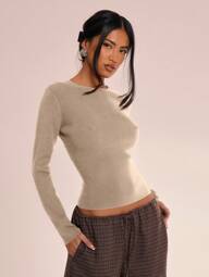 MUSERA Knitted Crew Neck Long Sleeve Top Casual Vacation Airport Holiday Fall Back To School Autumn Winter Christmas Elegant