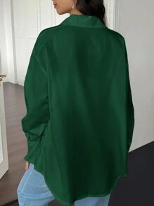 SHEIN Einreihiges, legeres Umstandshemd mit langen Ärmeln und Tasche, Drop-Shoulder