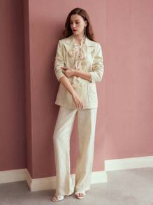 MOTF PREMIUM Pantalones de traje con bolsillos en diagonal con pinza - Albaricoque - Ver 4