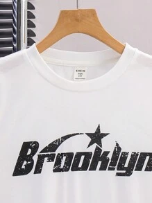 2pcs/Set Tween Boys Casual Cartoon Print Crew Neck Loose T-Shirt And Solid Loose Woven Shorts 2 Pieces Outfit, Suitable For School, Garden, Beach, Birthday In Spring, Summer, Autumn, Winter - Multicolor - View 4