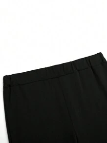 SHEIN LUNE 1pc Women Plus Size High Waisted Pocket Sports Yoga Leggings, Black - Black - View 3