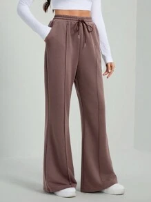 SHEIN Tall 女士棕色抽绳休闲直筒运动运动裤