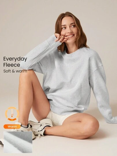 GLOWMODE Everyday Fleece Unisex Round Neck Basic Oversized Sweatshirt Daily Casual Fall Winter