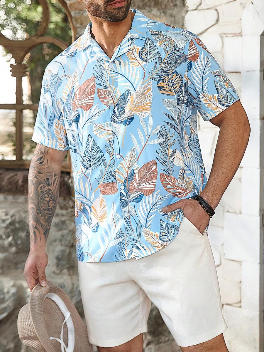 ResortEase Plus Size Men Casual Simple Fashion Dress Shirt, For Daily Wear