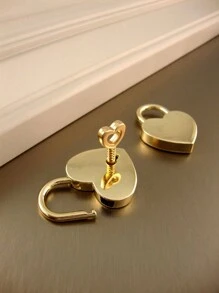 1pc Zinc Alloy Lock, Creative Golden Heart Design Padlock For Household Valentine's Day, Valentines Wedding, Birthday