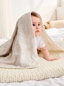 Cozy Pixies 1条经Oeko-Tex认证的婴儿柔软棉质星月图案毯，高品质舒适质地