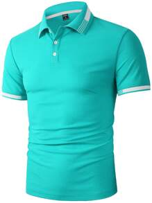 Manfinity Homme Polo de unicolor para hombre, casual y de moda para uso diario