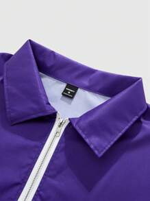 PAVTROS Manfinity Streetrush Men's Casual Angel Letter Print Short Sleeve Shirt Zipper Shirt Men Crop Shirts Men Street Wear Shirts Cropped Shirt Men Streetwear Shirts - Purple - View 4