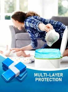 SHEIN 5Pcs Heavy-Duty Diaper Disposal Bags Refill - Unscented Leakproof Waste Sacks For Diaper Pails & Trash Cans Multi-Use Odor-Lock Garbage Bags For Kitchen, Bathroom, Car & Travel Plant- Home Organizer Essentials - Blue - View 7