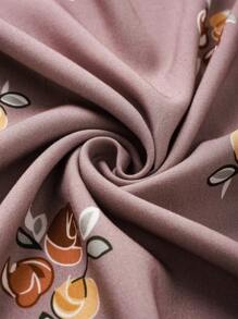 Rusticease Plus Size Vacation Casual Floral Print Button-Front Mini Dress, Suitable For Summer,Flower/Spring - Dusty Pink - View 8