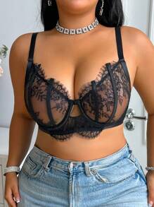 Snug Zone Große Größen Vintage Volldeckung Sexy BH mit Draht, romantische französische Kontrastspitze, Alltagstragen Sexy Wäsche, Lift - Schwarz - Übersicht 5