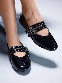 CUCCOO GRLICON Women's Y2K Style Flat Shoes, Suitable For Punk, Biker, Cool Girl, Halloween, Christmas, Party Outfits - Black - View 3