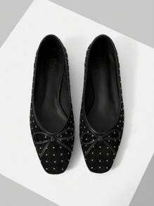 MOTF PREMIUM WOMEN'S COMFORTABLE RIVET ROUND TOE FLAT LOAFERS, FOR VALENTINE'S DAY, SPRING SHOES SPRING BREAK EASTER - Black - View 1