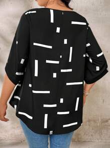 SHEIN LUNE Camisa informal de talla grande con estampado geométrico para vacaciones