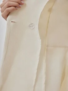 Modelyn Women's Elegant Peter Pan Collar Long Sleeve Pleated Hem Business Blazer Jacket, Spring & Autumn - White - View 8