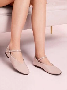 CUCCOO DOLLMOD Bailarinas de punta redonda con correa, cómodas y casuales mocasines tipo slip-on para mujer con vibra navideña y de Año Nuevo para otoño e invierno