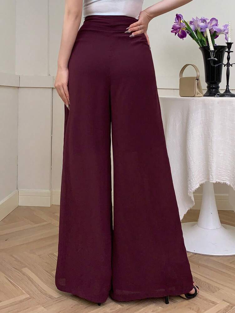 Women's Elegant Wide-Leg Casual Pants, Solid Color, New Spring Collection