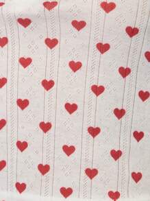 MISSGUIDED Conjunto de pijama de dos piezas de punto acanalado con estampado de corazón, ropa de descanso, ropa de dormir, acogedor y cómodo regalo de San Valentín
