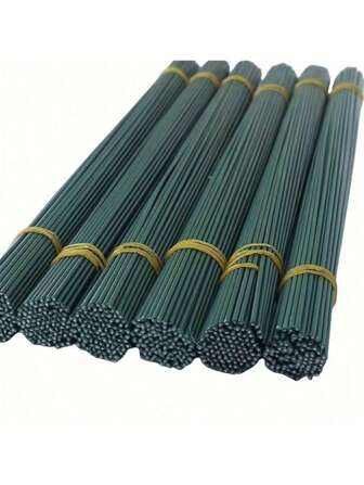 SHEIN 20pcs 11.81/15.75inch Green Flower Stem Sticks DIY Floral Material Handmade Wire Stem Accessories