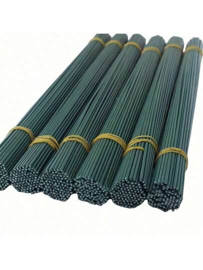 SHEIN 20 件 11.81/15.75 英寸绿色花茎棒 DIY 花卉材料 手工金属丝花茎配件