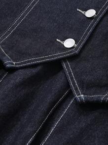 DAZY 女士牛仔外套+牛仔裙两件套 - 深色水洗藍 - 查看 5
